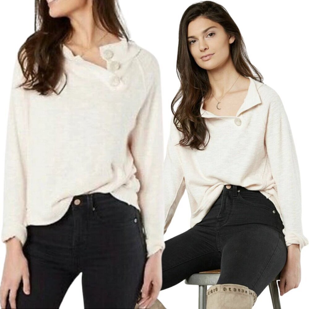 Free People We the Free Don't Forget Me Top Womens Medium Ivory Long Sleeve Boho
